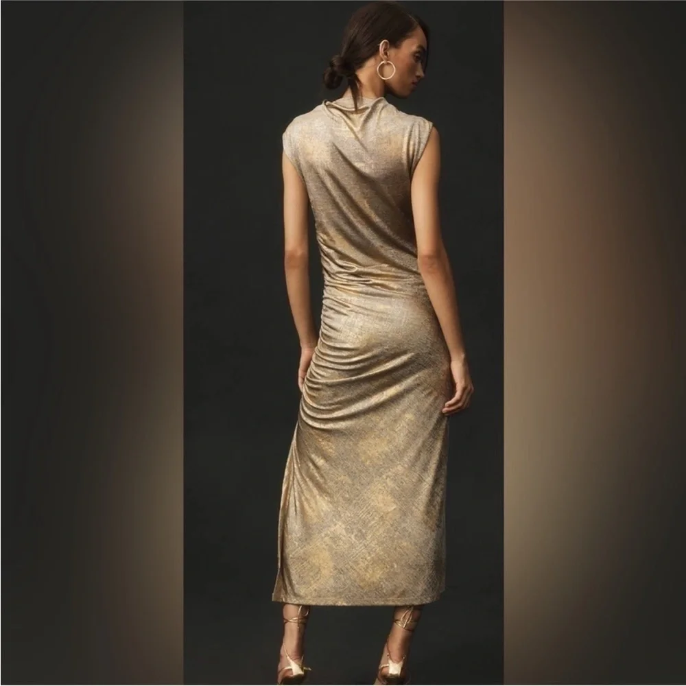 Anthropologie The Maya Ruched Cowl-Neck Dress: Shine Edition. NEW. Size 2X - Picture 2 of 7